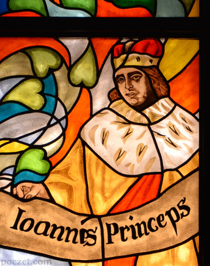 Jan II Dobry - wizerunek na witrażu w katedrze opolskiej
