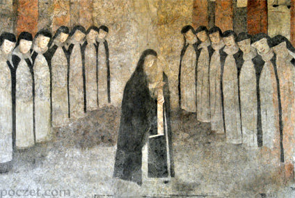 Eufemia raciborska pośród dominikanek - fresk z b. kościele dominikanek pw. Św. Ducha
