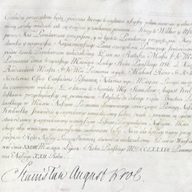 dokument Stanisława II Augusta