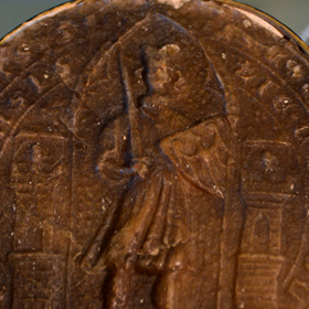 pieczęć piesza Konrada I oleśnickiego używana w latach 1337-61