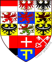 herb wielopolowy Krystyny Eberhardyny, żony Augusta II Mocnego, córki Krystiana Ernesta Hohenzollerna, margrabiego brandenburskiego na Bayreuth