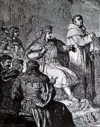 'Janusz Starszy, książę mazowiecki, nadaje Warszawie przywilej lokacyjny w 1413 r.' Wojciecha Gersona (fragment)
