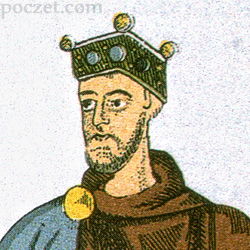 ukoronowany Mieszko II - fragment miniatury z listu księżnej lotaryńskiej Matyldy